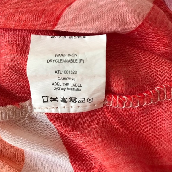 ABEL THE LABEL Ruffled Hem Flutter Sleeve Midi Dress Bright Abstract Geometric - Picture 13 of 13